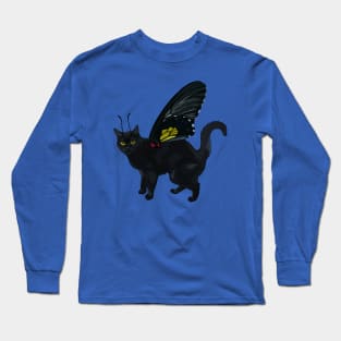 Black Southern Birdwing Shorthair Flitter Kitty Long Sleeve T-Shirt